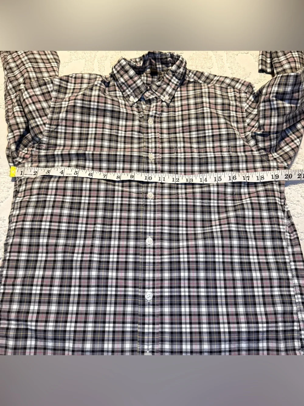 J. Crew Men's Plaid Button-Down Shirt — Black, White & Red